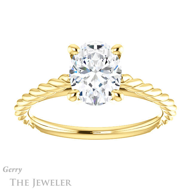 Oval Shaped Forever One Moissanite Engagement Ring #GTJ1134-oval-fo-y 1 Oval Shaped Forever One Moissanite Engagement Ring #GTJ1134-oval-fo-y