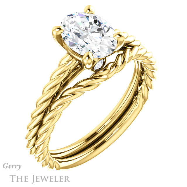 Oval Shaped Forever One Moissanite Engagement Ring #GTJ1134-oval-fo-y 6 Oval Shaped Forever One Moissanite Engagement Ring #GTJ1134-oval-fo-y