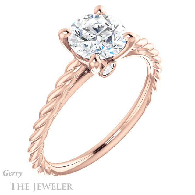 Round Cut Forever One Moissanite Engagement Ring #GTJ1134-round-fo-r 4 Round Cut Forever One Moissanite Engagement Ring #GTJ1134-round-fo-r
