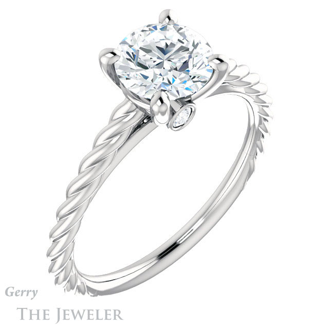 Round Cut Forever One Moissanite Engagement Ring #GTJ1134-round-fo-w 4 Round Cut Forever One Moissanite Engagement Ring #GTJ1134-round-fo-w