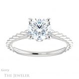 Round Cut Forever One Moissanite Engagement Ring #GTJ1134-round-fo-w 1 Round Cut Forever One Moissanite Engagement Ring #GTJ1134-round-fo-w