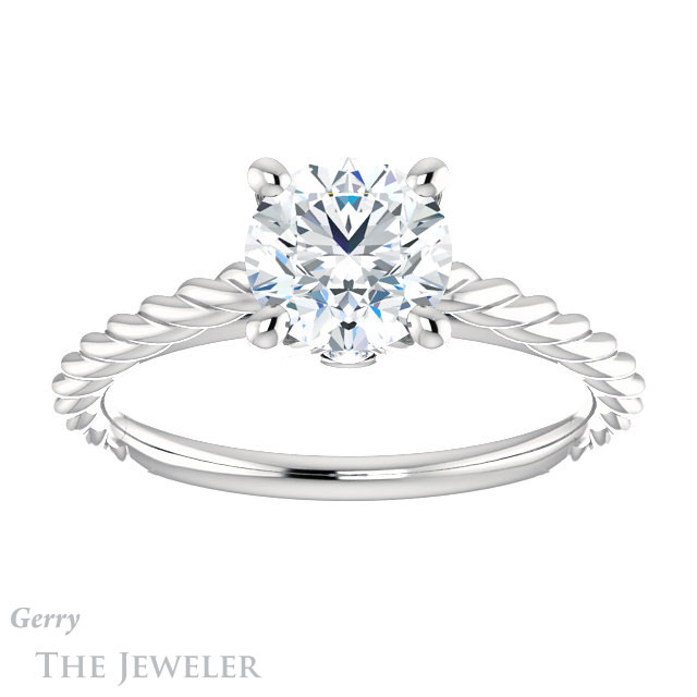 Round Cut Forever One Moissanite Engagement Ring #GTJ1134-round-fo-w 1 Round Cut Forever One Moissanite Engagement Ring #GTJ1134-round-fo-w