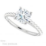 Round Cut Forever One Moissanite Engagement Ring #GTJ1134-round-fo-w 5 Round Cut Forever One Moissanite Engagement Ring #GTJ1134-round-fo-w