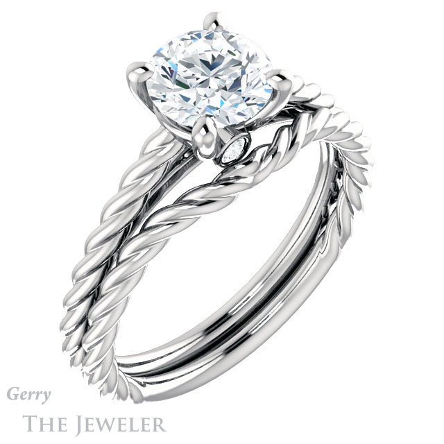 Round Cut Forever One Moissanite Engagement Ring #GTJ1134-round-fo-w 6 Round Cut Forever One Moissanite Engagement Ring #GTJ1134-round-fo-w