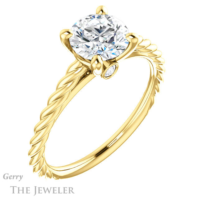 Round Cut Forever One Moissanite Engagement Ring #GTJ1134-round-fo-y 4 Round Cut Forever One Moissanite Engagement Ring #GTJ1134-round-fo-y
