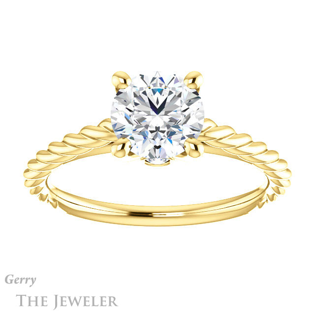 Round Cut Forever One Moissanite Engagement Ring #GTJ1134-round-fo-y