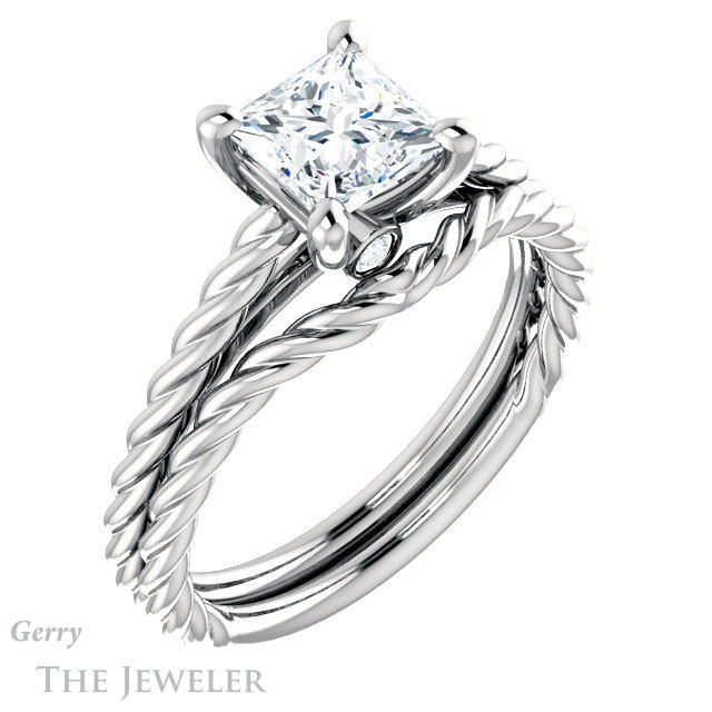 Princess Cut Forever One Moissanite Engagement Ring #GTJ1134-square-fo-w