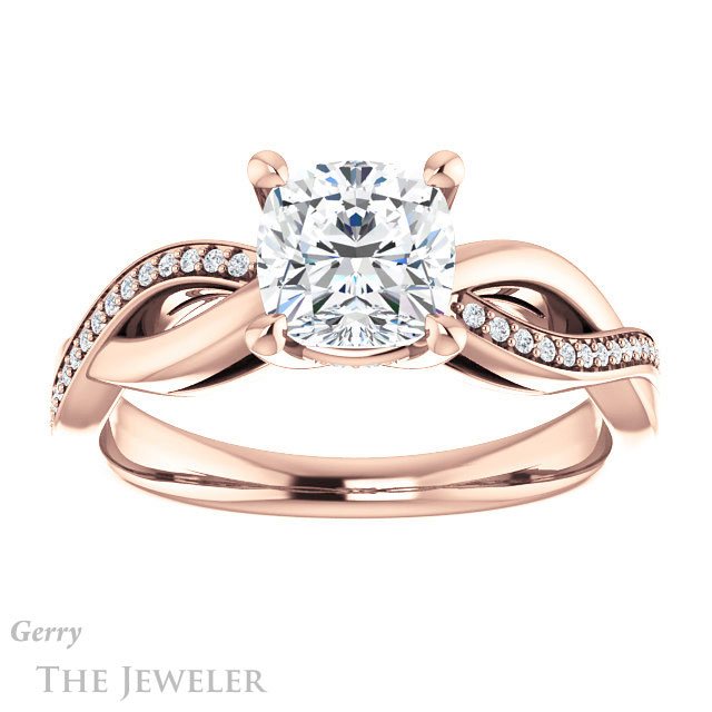 Cushion Cut Forever One Moissanite Engagement Ring #GTJ1135-cushion-fo-r