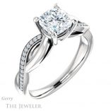 Cushion Cut Forever One Moissanite Engagement Ring #GTJ1135-cushion-fo-w 4 Cushion Cut Forever One Moissanite Engagement Ring #GTJ1135-cushion-fo-w