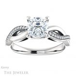 Cushion Cut Forever One Moissanite Engagement Ring #GTJ1135-cushion-fo-w 1 Cushion Cut Forever One Moissanite Engagement Ring #GTJ1135-cushion-fo-w