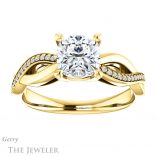 Cushion Cut Forever One Moissanite Engagement Ring #GTJ1135-cushion-fo-y 1 Cushion Cut Forever One Moissanite Engagement Ring #GTJ1135-cushion-fo-y