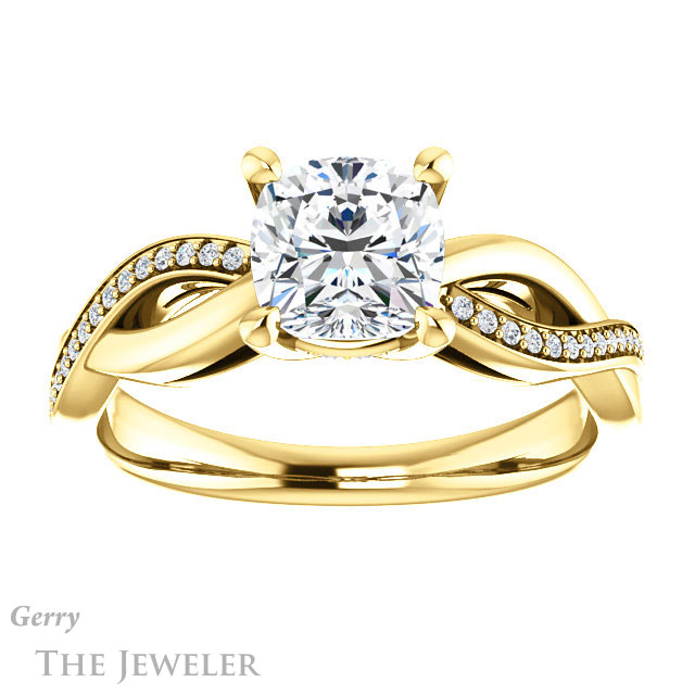 Cushion Cut Forever One Moissanite Engagement Ring #GTJ1135-cushion-fo-y