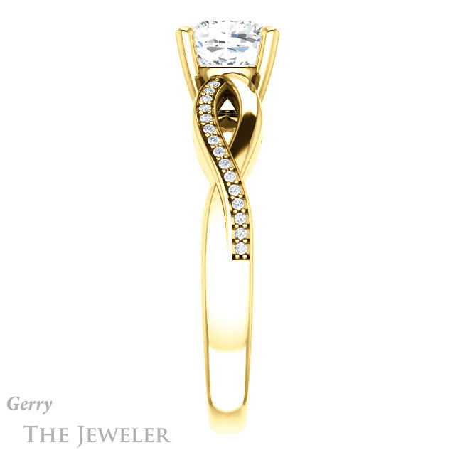 Cushion Cut Forever One Moissanite Engagement Ring #GTJ1135-cushion-fo-y 3 Cushion Cut Forever One Moissanite Engagement Ring #GTJ1135-cushion-fo-y