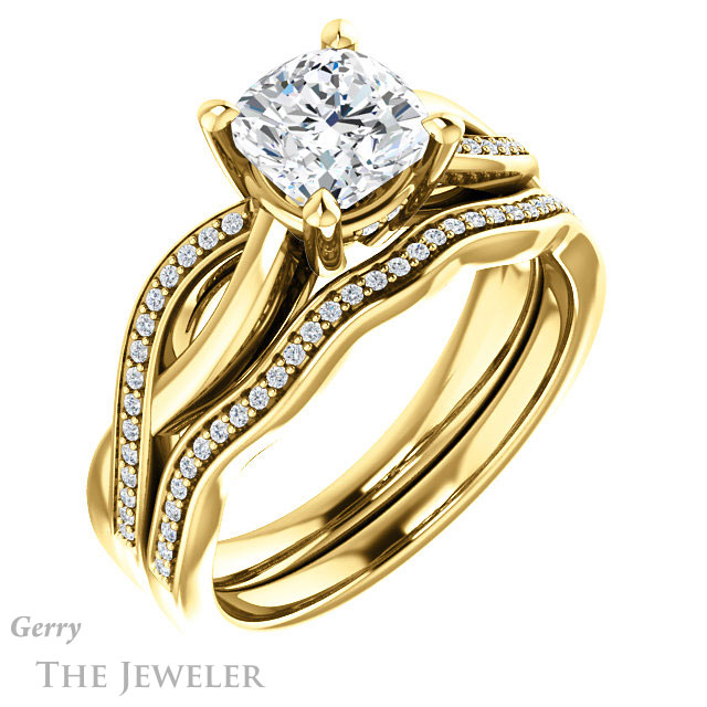 Cushion Cut Forever One Moissanite Engagement Ring #GTJ1135-cushion-fo-y 6 Cushion Cut Forever One Moissanite Engagement Ring #GTJ1135-cushion-fo-y