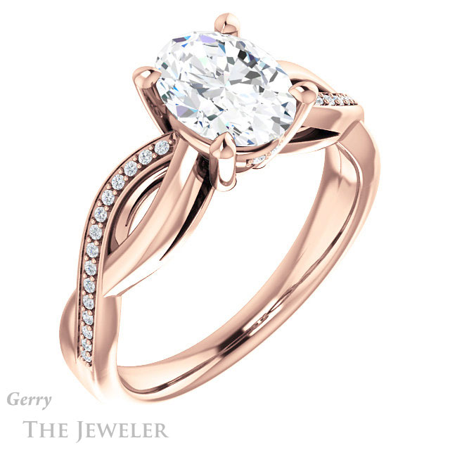 Oval Shaped Forever One Moissanite Engagement Ring #GTJ1135-oval-fo-r 4 Oval Shaped Forever One Moissanite Engagement Ring #GTJ1135-oval-fo-r