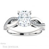 Oval Shaped Forever One Moissanite Engagement Ring #GTJ1135-oval-fo-w 1 Oval Shaped Forever One Moissanite Engagement Ring #GTJ1135-oval-fo-w