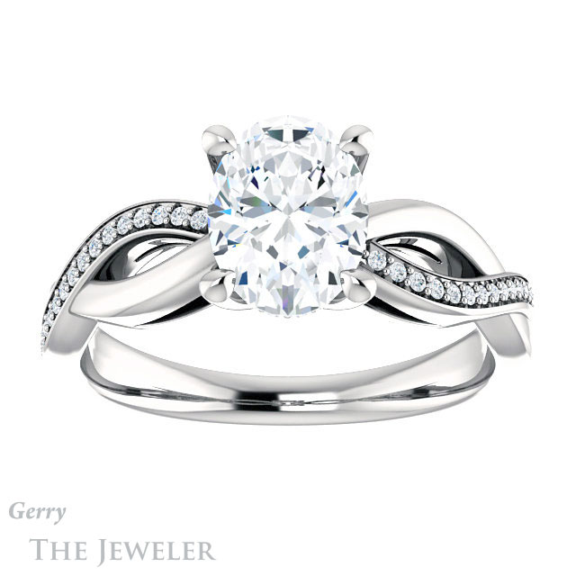 Oval Shaped Forever One Moissanite Engagement Ring #GTJ1135-oval-fo-w