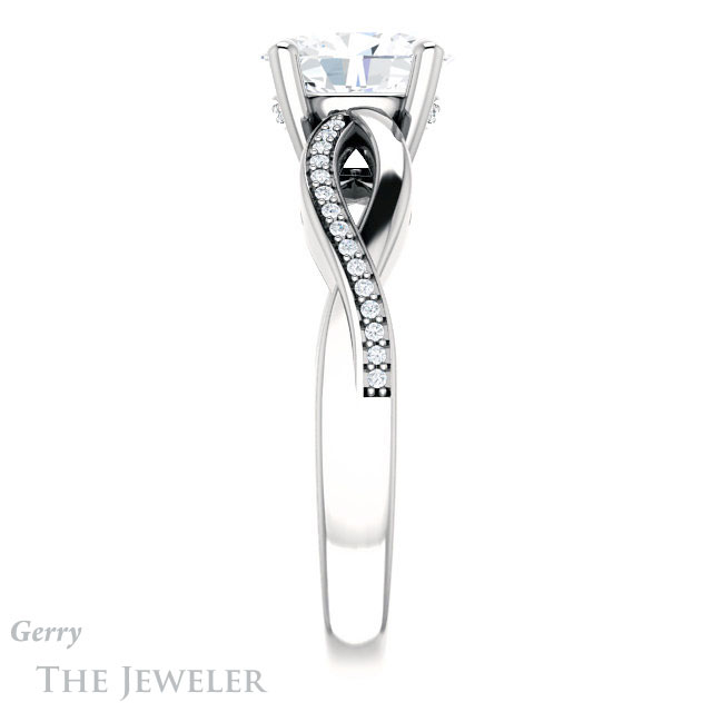 Oval Shaped Forever One Moissanite Engagement Ring #GTJ1135-oval-fo-w 3 Oval Shaped Forever One Moissanite Engagement Ring #GTJ1135-oval-fo-w