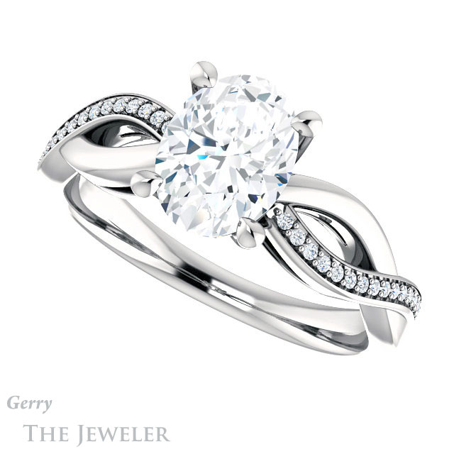 Oval Shaped Forever One Moissanite Engagement Ring #GTJ1135-oval-fo-w 5 Oval Shaped Forever One Moissanite Engagement Ring #GTJ1135-oval-fo-w