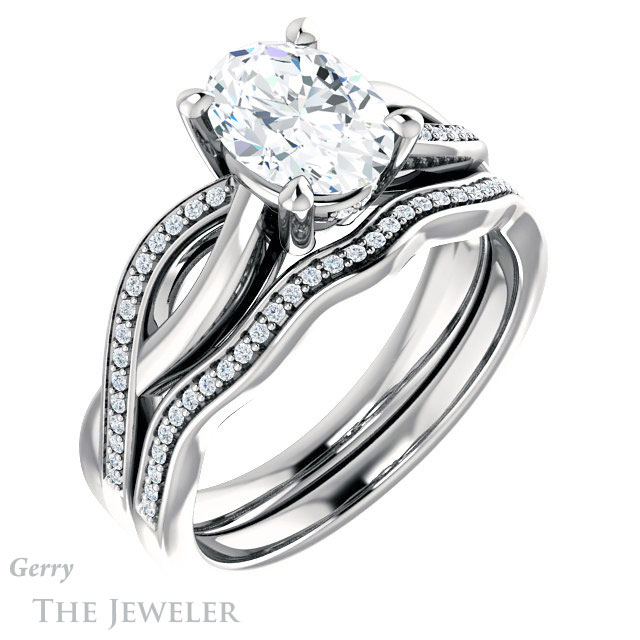 Oval Shaped Forever One Moissanite Engagement Ring #GTJ1135-oval-fo-w 6 Oval Shaped Forever One Moissanite Engagement Ring #GTJ1135-oval-fo-w
