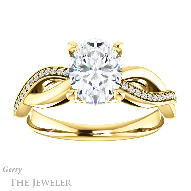 Oval Shaped Forever One Moissanite Engagement Ring #GTJ1135-oval-fo-y 1 Oval Shaped Forever One Moissanite Engagement Ring #GTJ1135-oval-fo-y