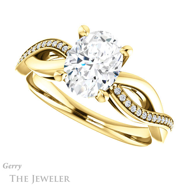 Oval Shaped Forever One Moissanite Engagement Ring #GTJ1135-oval-fo-y 5 Oval Shaped Forever One Moissanite Engagement Ring #GTJ1135-oval-fo-y