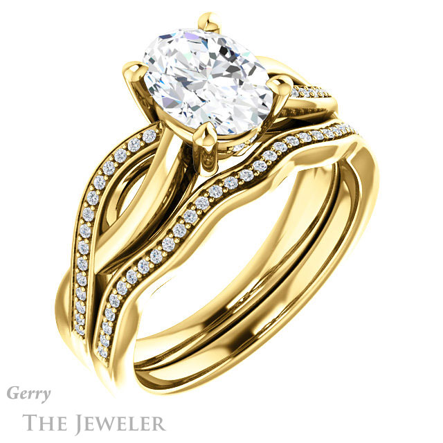 Oval Shaped Forever One Moissanite Engagement Ring #GTJ1135-oval-fo-y 6 Oval Shaped Forever One Moissanite Engagement Ring #GTJ1135-oval-fo-y