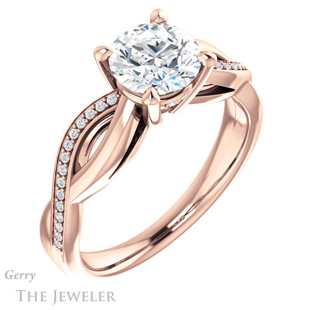 Round Cut Forever One Moissanite Engagement Ring #GTJ1135-round-fo-r 4 Round Cut Forever One Moissanite Engagement Ring #GTJ1135-round-fo-r