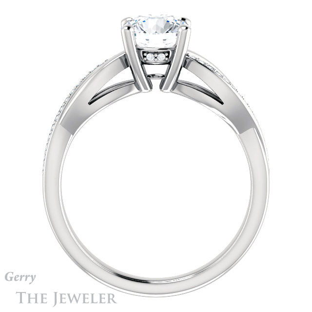 Round Cut Forever One Moissanite Engagement Ring #GTJ1135-round-fo-w