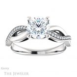 Round Cut Forever One Moissanite Engagement Ring #GTJ1135-round-fo-w 1 Round Cut Forever One Moissanite Engagement Ring #GTJ1135-round-fo-w