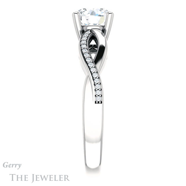 Round Cut Forever One Moissanite Engagement Ring #GTJ1135-round-fo-w 3 Round Cut Forever One Moissanite Engagement Ring #GTJ1135-round-fo-w