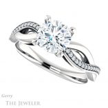 Round Cut Forever One Moissanite Engagement Ring #GTJ1135-round-fo-w 5 Round Cut Forever One Moissanite Engagement Ring #GTJ1135-round-fo-w
