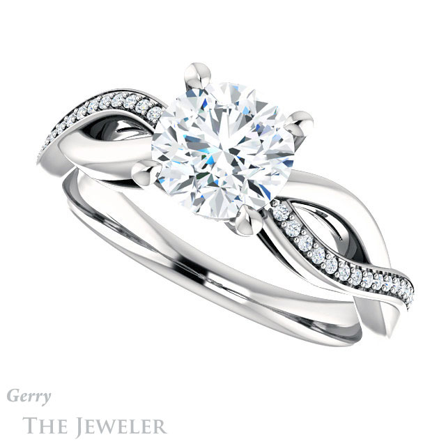 Round Cut Forever One Moissanite Engagement Ring #GTJ1135-round-fo-w 5 Round Cut Forever One Moissanite Engagement Ring #GTJ1135-round-fo-w