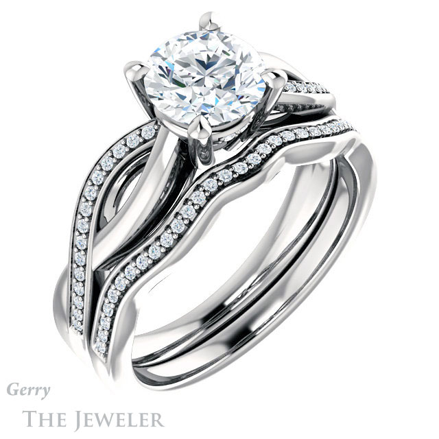 Round Cut Forever One Moissanite Engagement Ring #GTJ1135-round-fo-w 6 Round Cut Forever One Moissanite Engagement Ring #GTJ1135-round-fo-w