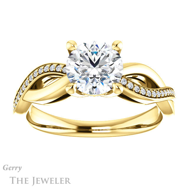 Round Cut Forever One Moissanite Engagement Ring #GTJ1135-round-fo-y 1 Round Cut Forever One Moissanite Engagement Ring #GTJ1135-round-fo-y