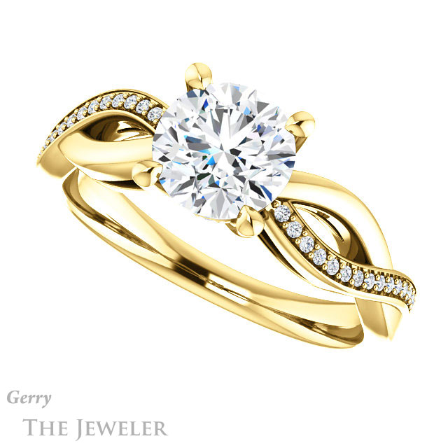 Round Cut Forever One Moissanite Engagement Ring #GTJ1135-round-fo-y 5 Round Cut Forever One Moissanite Engagement Ring #GTJ1135-round-fo-y