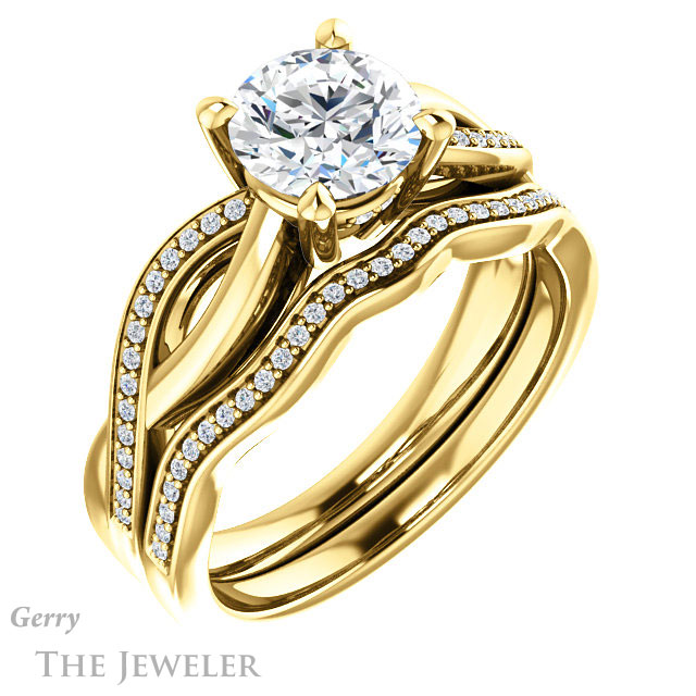 Round Cut Forever One Moissanite Engagement Ring #GTJ1135-round-fo-y 6 Round Cut Forever One Moissanite Engagement Ring #GTJ1135-round-fo-y