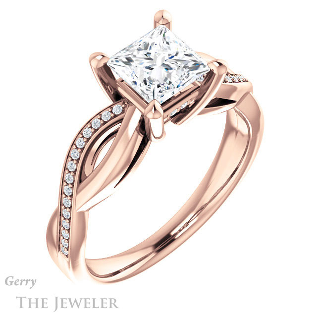 Princess Cut Forever One Moissanite Engagement Ring #GTJ1135-square-fo-r