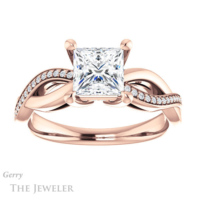 Princess Cut Forever One Moissanite Engagement Ring #GTJ1135-square-fo-r