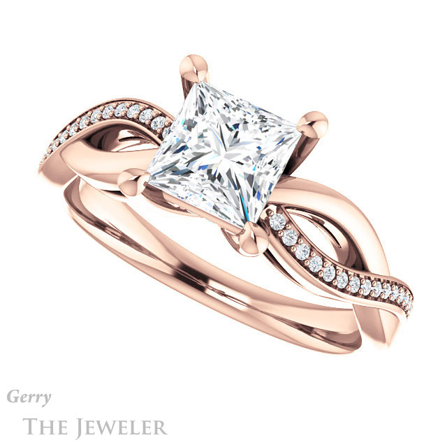 Princess Cut Forever One Moissanite Engagement Ring #GTJ1135-square-fo-r