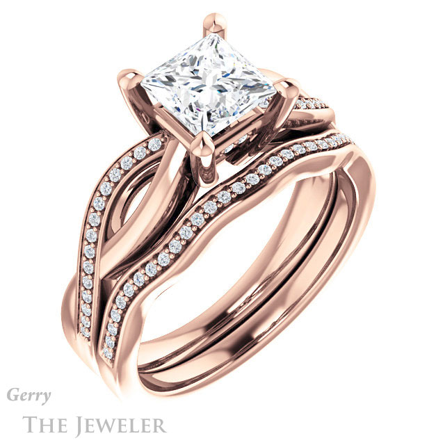 Princess Cut Forever One Moissanite Engagement Ring #GTJ1135-square-fo-r