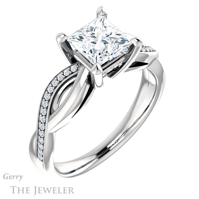 Princess Cut Forever One Moissanite Engagement Ring #GTJ1135-square-fo-w 4 Princess Cut Forever One Moissanite Engagement Ring #GTJ1135-square-fo-w