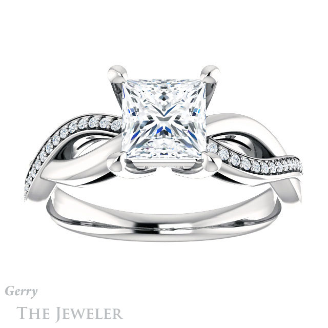 Princess Cut Forever One Moissanite Engagement Ring #GTJ1135-square-fo-w 1 Princess Cut Forever One Moissanite Engagement Ring #GTJ1135-square-fo-w
