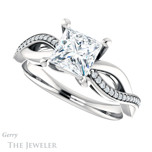 Princess Cut Forever One Moissanite Engagement Ring #GTJ1135-square-fo-w 5 Princess Cut Forever One Moissanite Engagement Ring #GTJ1135-square-fo-w