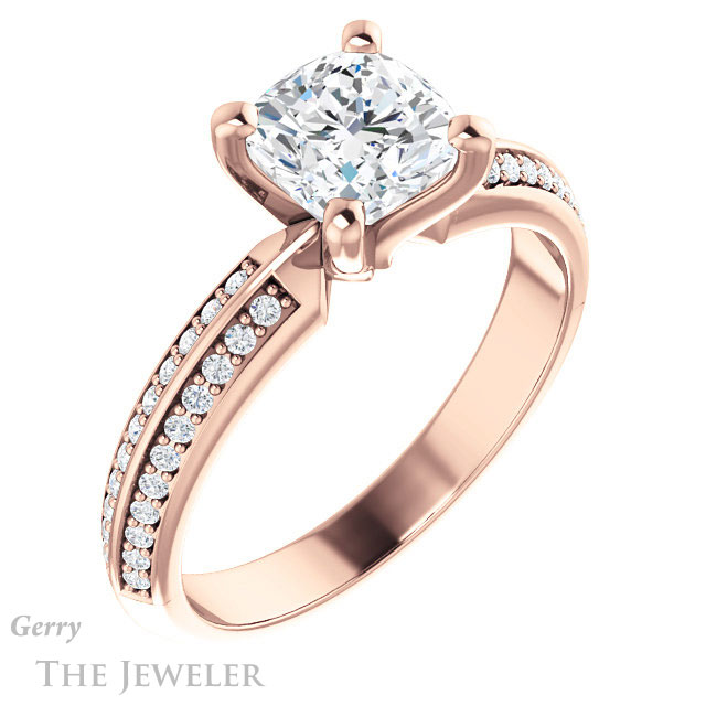 Cushion Cut Forever One Moissanite Engagement Ring #GTJ1136-cushion-fo-r
