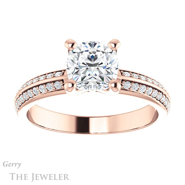 Cushion Cut Forever One Moissanite Engagement Ring #GTJ1136-cushion-fo-r