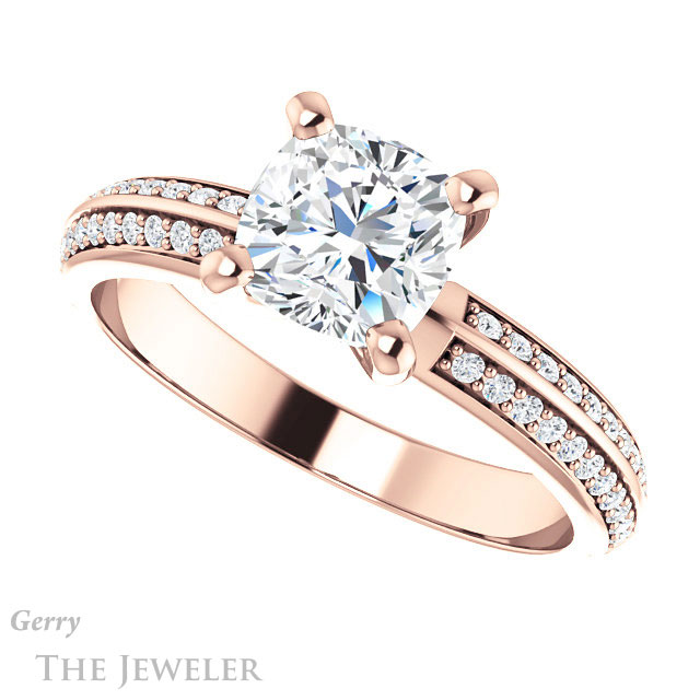Cushion Cut Forever One Moissanite Engagement Ring #GTJ1136-cushion-fo-r