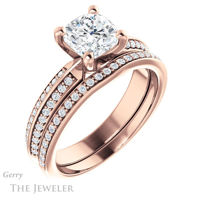 Cushion Cut Forever One Moissanite Engagement Ring #GTJ1136-cushion-fo-r