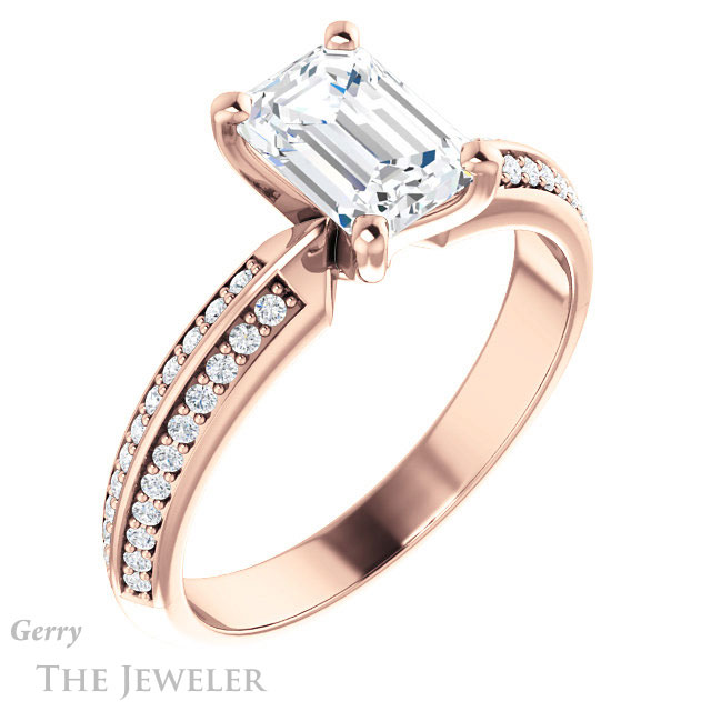 Emerald Cut Forever Brilliant Moissanite Engagement Ring #GTJ1136-emerald-fb-r