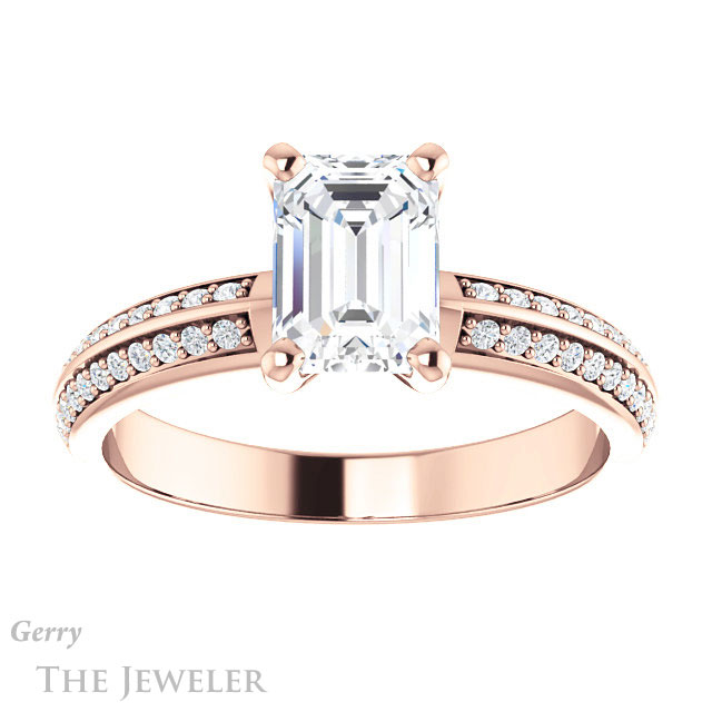 Emerald Cut Forever Brilliant Moissanite Engagement Ring #GTJ1136-emerald-fb-r